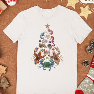 カニロブスタークリスマスツリー甲殻類 Tシャツ