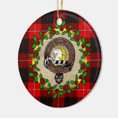 カニンハムクランバッジ&タータンチェックパーソナライズされたクリスマス セラミックオーナメント (左)
