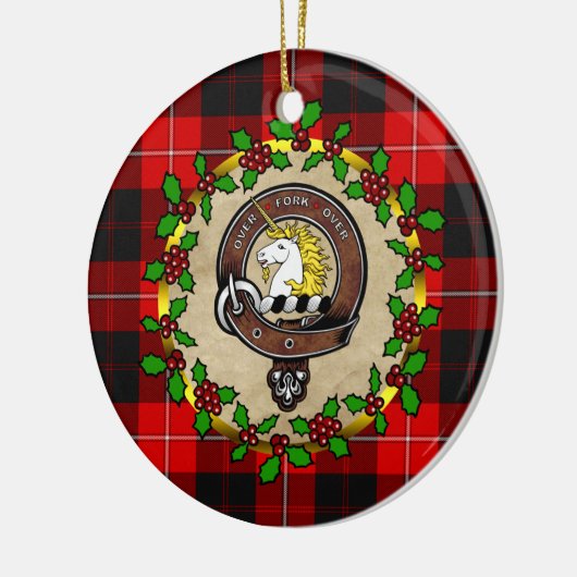 カニンハムクランバッジ&タータンチェックパーソナライズされたクリスマス セラミックオーナメント (左)