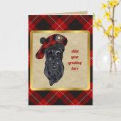 カニンハムバッジ&タータンチェックパーソナライズされたカード カード (黄色い花)