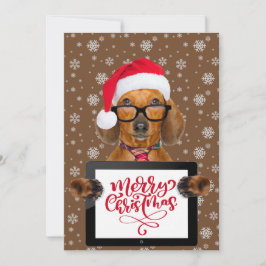 カニンヘンダックスフンドの犬のペットグラス タブレット メリークリスマス シーズンカード