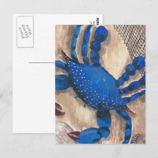 カニ及び網 ポストカード (正面/裏面)