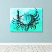 カニ図解入りの、写真付きの（水中動物）(ビーチシーン) キャンバスプリント (インサイチュ (ウッドフロア))