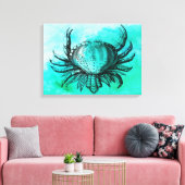 カニ図解入りの、写真付きの（水中動物）(ビーチシーン) キャンバスプリント (インサイチュ (リビング))