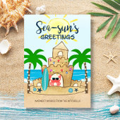 カニ城 |熱帯ビーチのパームツリークリスマス シーズンカード