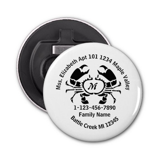 カニ失ったモノグラムファミリーホームアドレス 栓抜き (正面)