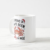 カニ好きか良い子かお見通し クリスマスの面白ネタ コーヒーマグカップ (正面左)