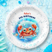 カニ子供の誕生日プールパーティーボーイサマー ペーパープレート