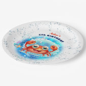 カニ子供の誕生日プールパーティーボーイサマー ペーパープレート (アングル)