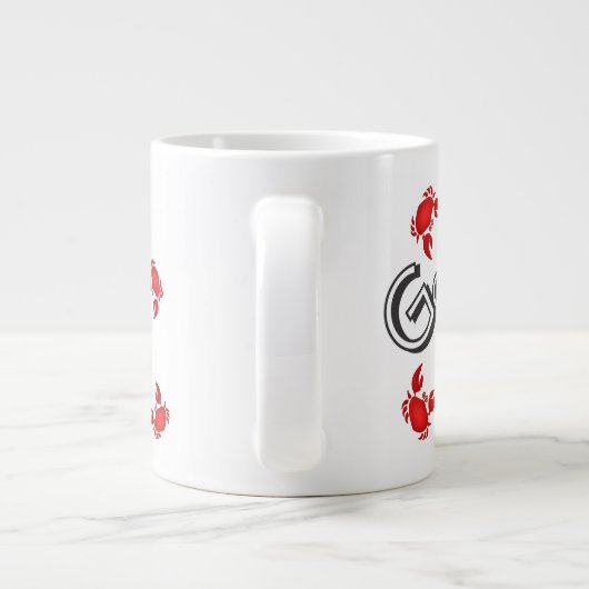 カニ得の?ことわざレッドカニのユーモア ジャンボコーヒーマグカップ (裏面)