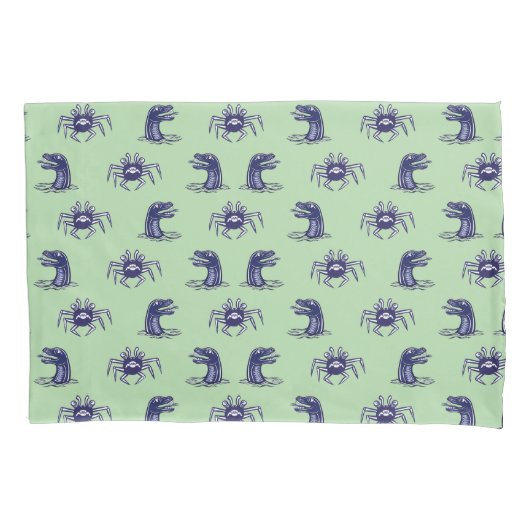 カニ怪獣と水竜パターン 枕カバー (正面左)