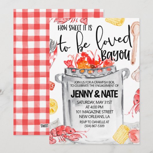 カニ料理パーティーでの婚約パーティーのお誘い 招待状 (正面/裏面)