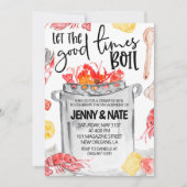 カニ料理パーティーでの婚約パーティーの招待状 招待状 (正面)