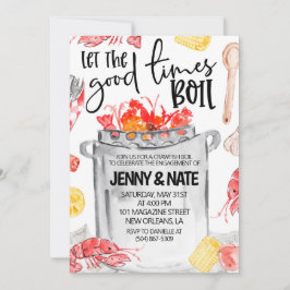 カニ料理パーティーでの婚約パーティーの招待状 招待状