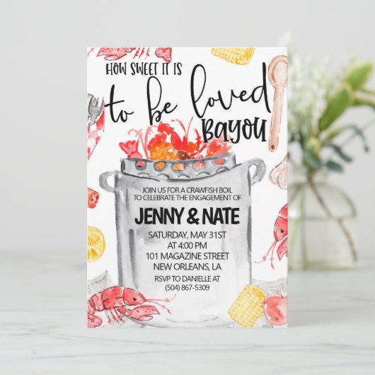 カニ料理パーティーでの婚約発表の招待状 招待状 (スタンド正面)