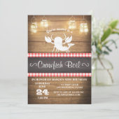 カニ料理パーティーの招待状　木製 誕生日 BBQ 招待状 (スタンド正面)