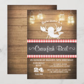 カニ料理パーティーの招待状　木製 誕生日 BBQ 招待状 (正面/裏面)