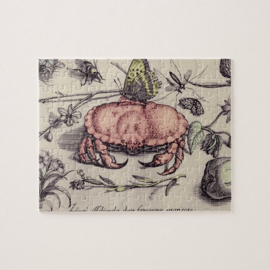 カニ植物昆虫花イラストレーション ジグソーパズル (横)