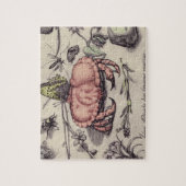 カニ植物昆虫花イラストレーション ジグソーパズル (縦)