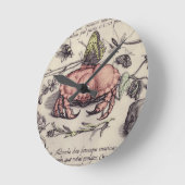 カニ植物昆虫花イラストレーション ラウンド壁時計 (傾斜)