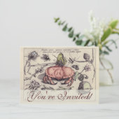 カニ植物昆虫花イラストレーション 招待状 (スタンド正面)