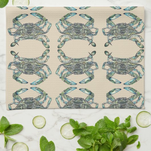 カニ模様 キッチンタオル (折り畳み)