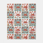 カニ模様 フリースブランケット (正面)