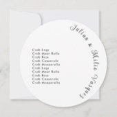 カニ沸騰シーフードビーチ結婚式ラウンドメニュー カード (裏面)