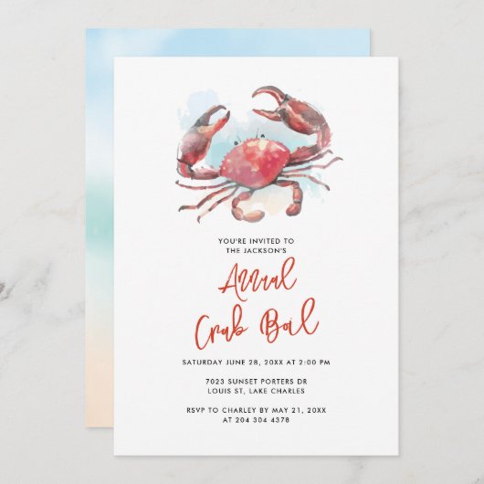 カニ沸騰ファミリーサマーシーフードパーティー 招待状 (正面/裏面)