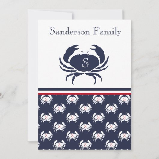 カニ沸騰招待状レッドネイビーブルーホワイトコーストパーティー 招待状 (裏面)