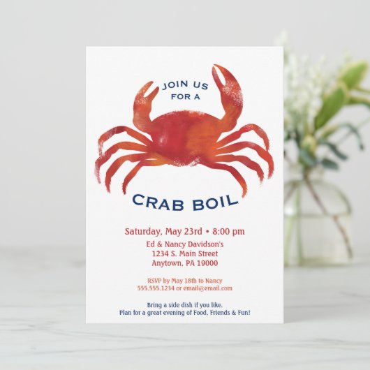 カニ沸騰招待状低カントリーシーフードディナー 招待状 (スタンド正面)