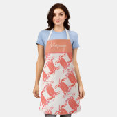 カニ海ビーチ海生パターン エプロン (着用した状態)