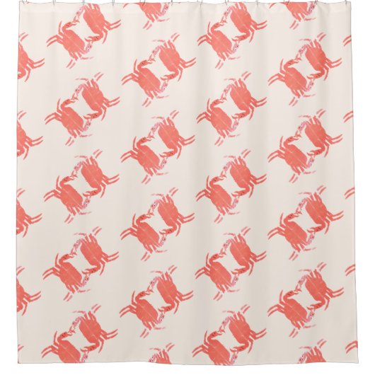 カニ海ビーチ海生パターン シャワーカーテン (正面)