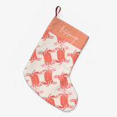 カニ海ビーチ海生パターン スモールクリスマスストッキング (正面 (吊り時))