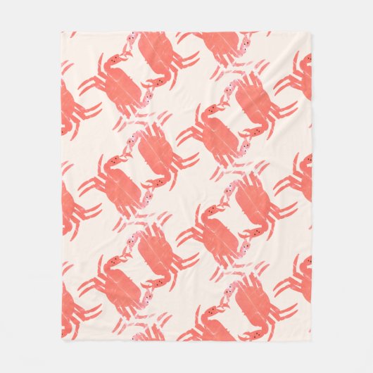 カニ海ビーチ海生パターン フリースブランケット (正面)
