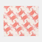 カニ海ビーチ海生パターン フリースブランケット (正面(横))