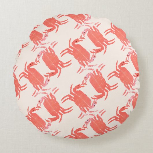カニ海ビーチ海生パターン ラウンドクッション (正面)