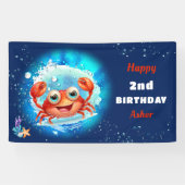 カニ海軍ブルーボーイプールパーティー夏の第2誕生日 横断幕 (横)