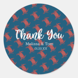 カニ焼き赤い青パタ結婚ーンありがとう ラウンドシール