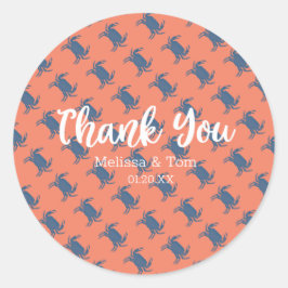 カニ焼き赤い青パタ結婚ーンありがとう ラウンドシール