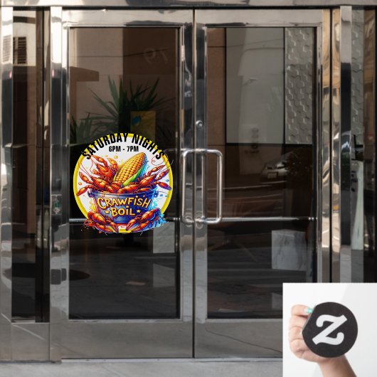 カニ煮沸 ウィンドウサイン (オフィスドア)