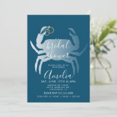 カニ甲殻類海ブライダルシャワーネイビー 招待状 (スタンド正面)