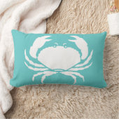 カニ白オンティール（緑がかった色）ブルー枕 ランバークッション (ブランケット)