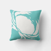 カニ白オンティール（緑がかった色）青ピロー クッション (裏面)