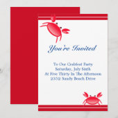 カニ祭りパーティーの招待状 招待状 (正面/裏面)