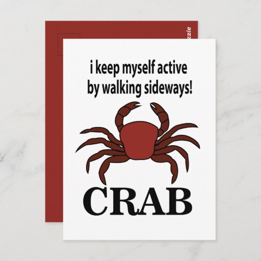 カニ私保自身が歩く横カニでアクティブ ポストカード (正面/裏面)