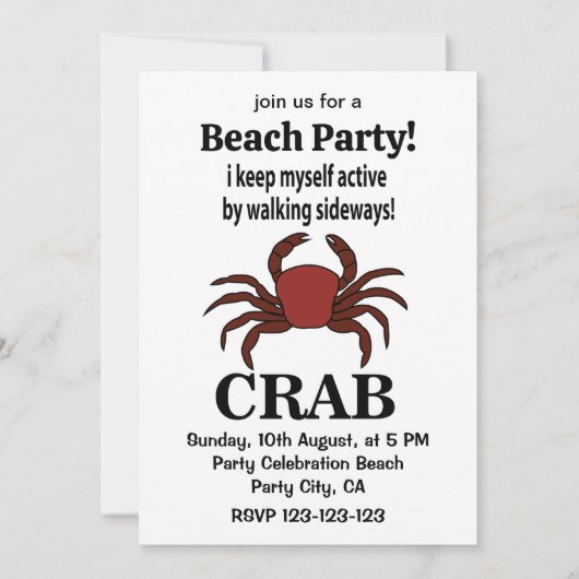 カニ私保自身が歩く横カニでアクティブ 招待状 (正面)