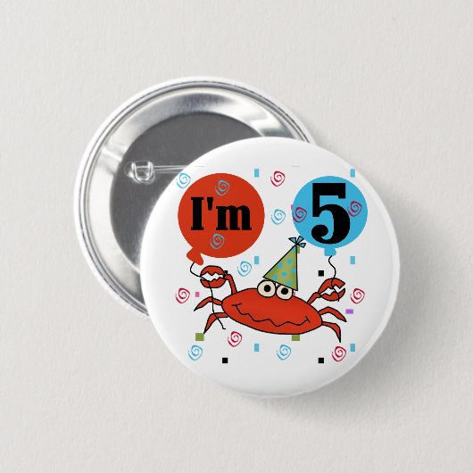 カニ第5誕生日Tシャツ・ギフト 缶バッジ (正面&裏面)