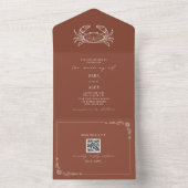 カニ素朴ビーチ結婚式テラコッタQR オールインワン招待状 (内側)