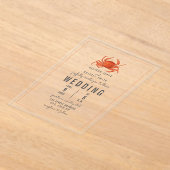 カニ素朴沿岸ビーチ結婚式 アクリル招待状 (レイダウン)